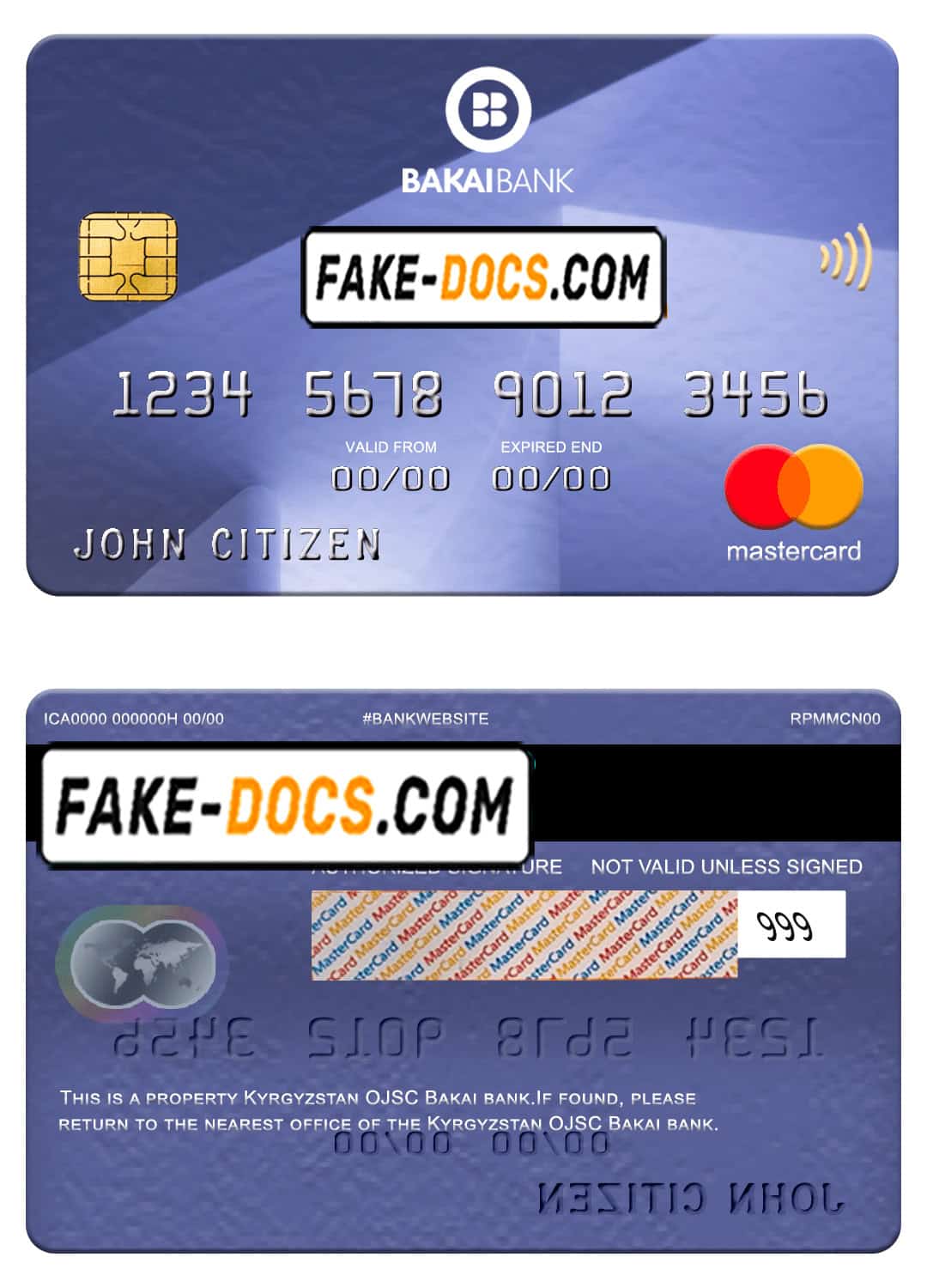 Kyrgyzstan OJSC Bakai bank mastercard, fully editable template in PSD format Kyrgyzstan OJSC Bakai bank mastercard, fully editable template in PSD format