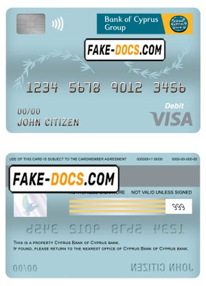 Cyprus Bank of Cyprus bank visa card debit card template in PSD format, fully editable