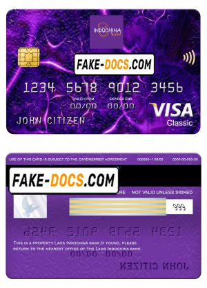Laos Indochina bank visa classic card, fully editable template in PSD format Laos Indochina bank visa classic card, fully editable template in PSD format