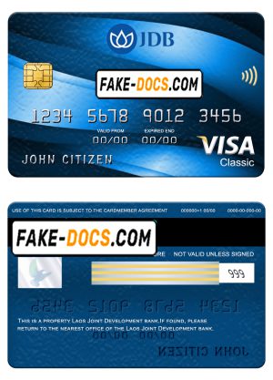 Laos Joint Development Bank (JDB) visa classic card, fully editable template in PSD format Laos Joint Development Bank (JDB) visa classic card, fully editable template in PSD format