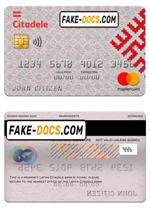 Latvia Citadele bank mastercard, fully editable template in PSD format Latvia Citadele bank mastercard, fully editable template in PSD format