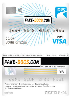 China Industrial and Commercial Bank of China bank visa card debit card template in PSD format, fully editable