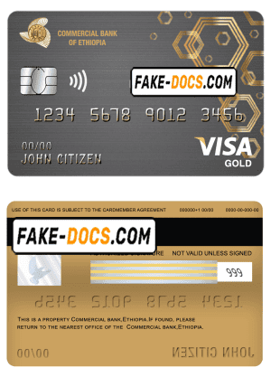 Ethiopia Commercial Bank visa gold card template in PSD format, fully editable Ethiopia Commercial Bank visa gold card template in PSD format, fully editable