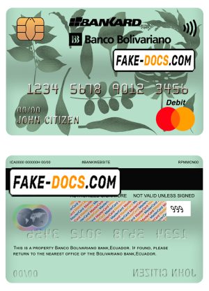 Ecuador Banco Bolivariano mastercard debit card template in PSD format, fully editable Ecuador Banco Bolivariano mastercard debit card template in PSD format, fully editable