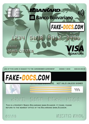 Ecuador Banco Bolivariano visa signature card template in PSD format, fully editable Ecuador Banco Bolivariano visa signature card template in PSD format, fully editable