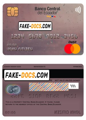 Ecuador Central Bank mastercard debit card template in PSD format, fully editable Ecuador Central Bank mastercard debit card template in PSD format, fully editable