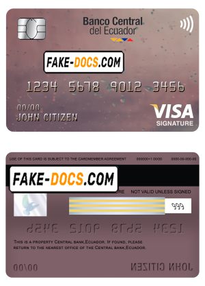 Ecuador Central Bank visa signature card template in PSD format, fully editable Ecuador Central Bank visa signature card template in PSD format, fully editable