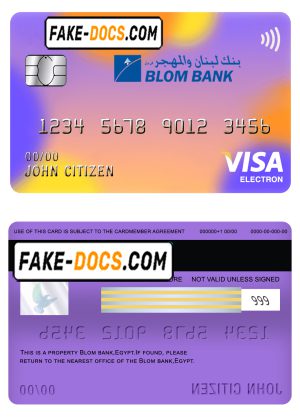 Egypt Blom Bank visa electron card template in PSD format, fully editable Egypt Blom Bank visa electron card template in PSD format, fully editable