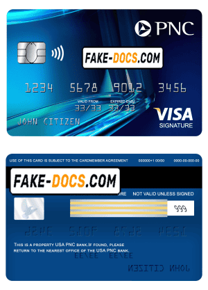 USA PNC bank visa signature card fully editable template in PSD format