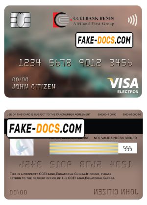 Equatorial Guinea CCEI Bank visa electron card template in PSD format, fully editable Equatorial Guinea CCEI Bank visa electron card template in PSD format, fully editable