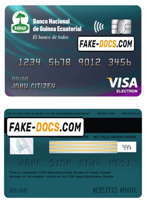 Equatorial Guinea The National Bank visa electron card template in PSD format, fully editable Equatorial Guinea The National Bank visa electron card template in PSD format, fully editable