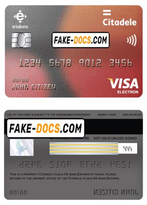 Estonia Citadele bank visa electron card template in PSD format, fully editable Estonia Citadele bank visa electron card template in PSD format, fully editable