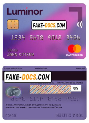 Estonia Luminor Bank mastercard template in PSD format, fully editable Estonia Luminor Bank mastercard template in PSD format, fully editable