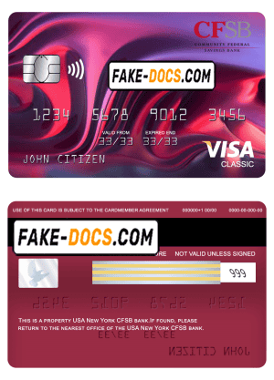USA New York CFSB bank visa classic card fully editable template in PSD format