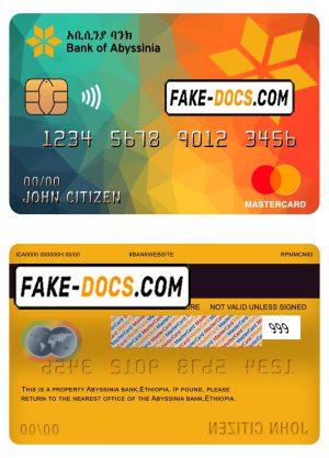 Ethiopia Bank of Abyssinia bank mastercard template in PSD format, fully editable Ethiopia Bank of Abyssinia bank mastercard template in PSD format, fully editable