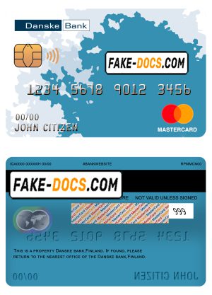 Finland Danske bank mastercard template in PSD format, fully editable