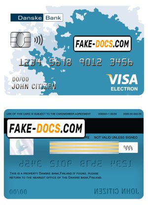 Finland Danske bank visa electron card template in PSD format, fully editable