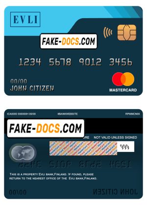 Finland Evli bank mastercard template in PSD format, fully editable