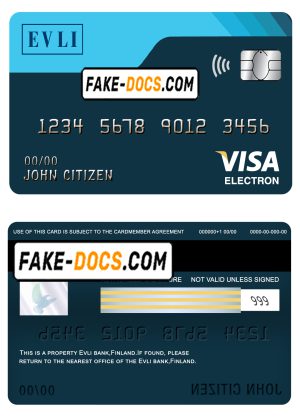 Finland Evli bank visa electron card template in PSD format, fully editable