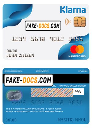 Finland Klarna bank mastercard template in PSD format, fully editable