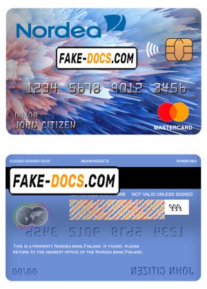 Finland Nordea bank mastercard template in PSD format, fully editable