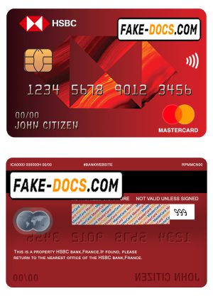 France HSBC bank mastercard template in PSD format, fully editable