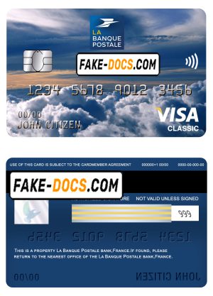 France La Banque Postale bank visa classic card template in PSD format, fully editable