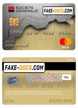 France Société Générale bank mastercard template in PSD format, fully editable