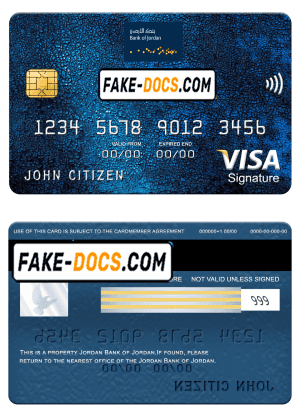 Jordan Bank of Jordan visa signature card, fully editable template in PSD format Jordan Bank of Jordan visa signature card, fully editable template in PSD format