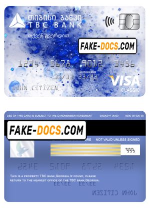 Georgia TBC bank visa classic card template in PSD format, fully editable
