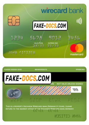 Germany Aschheim Wirecard bank mastercard template in PSD format, fully editable