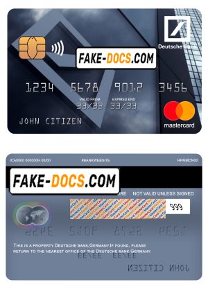 Germany Deutsche bank mastercard template in PSD format, fully editable