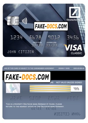Germany Deutsche bank visa classic card template in PSD format, fully editable