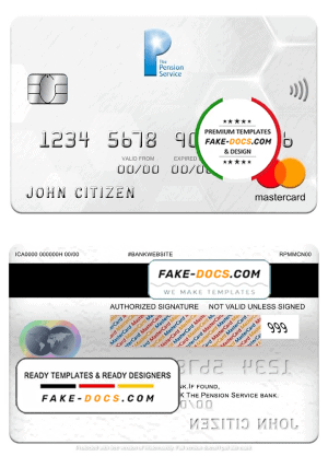 United Kingdom The Pension Service bank mastercard, fully editable template in PSD format United Kingdom The Pension Service bank mastercard, fully editable template in PSD format