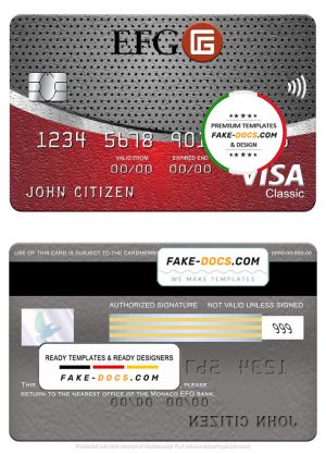 Monaco EFG bank visa classic card, fully editable template in PSD format Monaco EFG bank visa classic card, fully editable template in PSD format