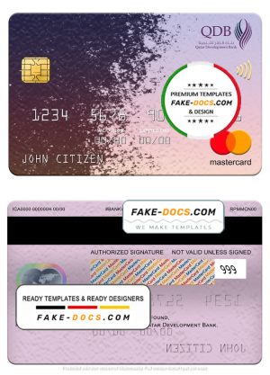 Qatar Development Bank mastercard, fully editable template in PSD format