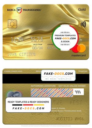 Romania Banca Transilvania bank mastercard gold, fully editable template in PSD format Romania Banca Transilvania bank mastercard gold, fully editable template in PSD format
