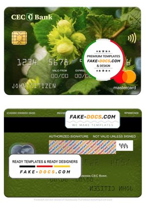Romania CEC Bank mastercard, fully editable template in PSD format Romania CEC Bank mastercard, fully editable template in PSD format