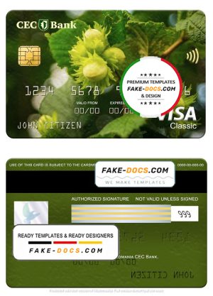 Romania CEC Bank visa classic card, fully editable template in PSD format Romania CEC Bank visa classic card, fully editable template in PSD format