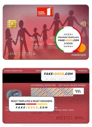 Russia Home Credit bank mastercard, fully editable template in PSD format