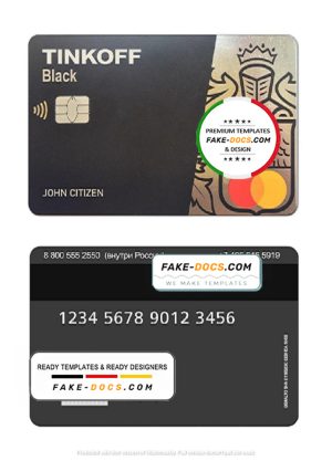 Russia Tinkoff bank mastercard template in PSD format, fully editable