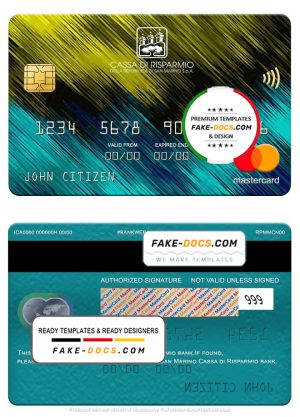 San Marino Cassa di Risparmio bank mastercard, fully editable template in PSD format San Marino Cassa di Risparmio bank mastercard, fully editable template in PSD format