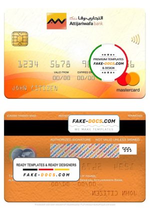 Senegal Attijariwafa Bank mastercard, fully editable template in PSD format