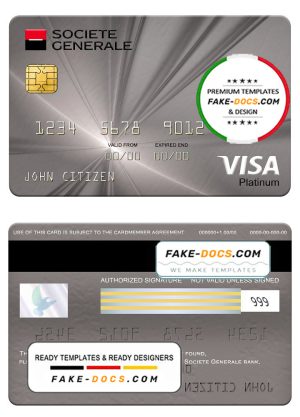 Serbia Societe Generale bank visa platinum card, fully editable template in PSD format Serbia Societe Generale bank visa platinum card, fully editable template in PSD format