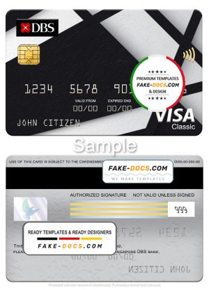 Singapore DBS bank visa classic card, fully editable template in PSD format Singapore DBS bank visa classic card, fully editable template in PSD format