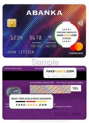 Slovenia Abanka d.d bank mastercard, fully editable template in PSD format Slovenia Abanka d.d bank mastercard, fully editable template in PSD format