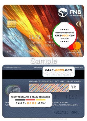 South Africa First National Bank mastercard, fully editable template in PSD format South Africa First National Bank mastercard, fully editable template in PSD format