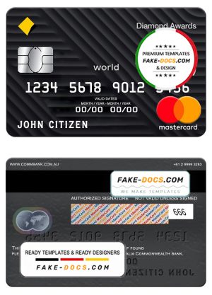 Australia Commonwealth bank mastercard template in PSD format, fully editable