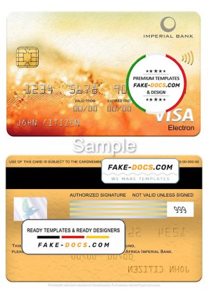South Africa Imperial Bank visa electron card, fully editable template in PSD format South Africa Imperial Bank visa electron card, fully editable template in PSD format