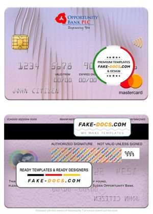 South Sudan Opportunity Bank mastercard, fully editable template in PSD format